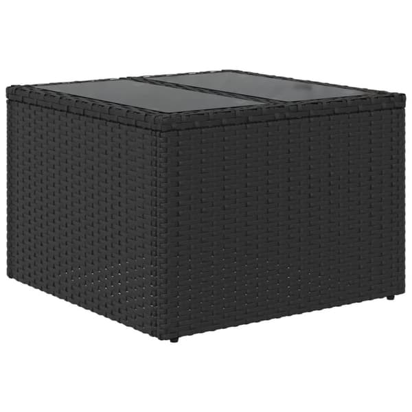 vidaXL havebord med glastop 55x55x37 cm polyrattan sort - Haveborde