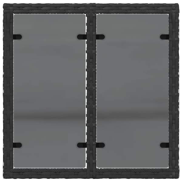 vidaXL Trädgårdsbord med glasskiva svart 55x55x37 cm konstrotting -  Utebord