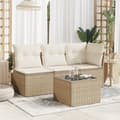 Miniatyrbillede 4 af 9: vidaXL havebord med glastop 55x55x37 cm polyrattan beige -  Haveborde