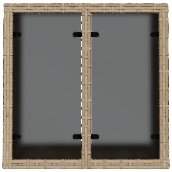 vidaXL havebord med glastop 55x55x37 cm polyrattan beige - Haveborde