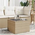 Miniatyrbillede 1 af 9: vidaXL havebord med glastop 55x55x37 cm polyrattan beige -  Haveborde