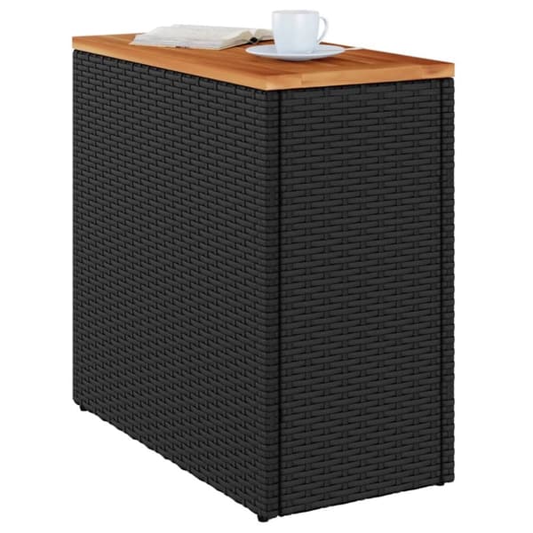 vidaXL havebord med trætop 58x27,5x55 cm polyrattan sort - Haveborde