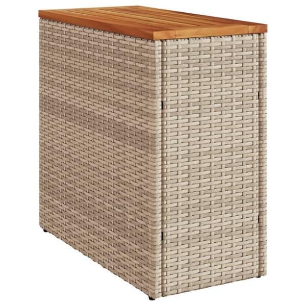 vidaXL Trädgårdsbord med träskiva beige 58x27,5x55 cm konstrotting - Utebord
