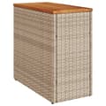 Miniatyrbild 3 av 11: vidaXL Trädgårdsbord med träskiva beige 58x27,5x55 cm konstrotting -  Utebord