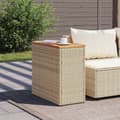 Miniatyrbild 4 av 11: vidaXL Trädgårdsbord med träskiva beige 58x27,5x55 cm konstrotting -  Utebord