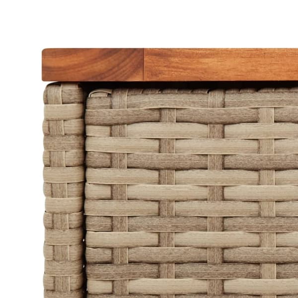 vidaXL Trädgårdsbord med träskiva beige 58x27,5x55 cm konstrotting -  Utebord