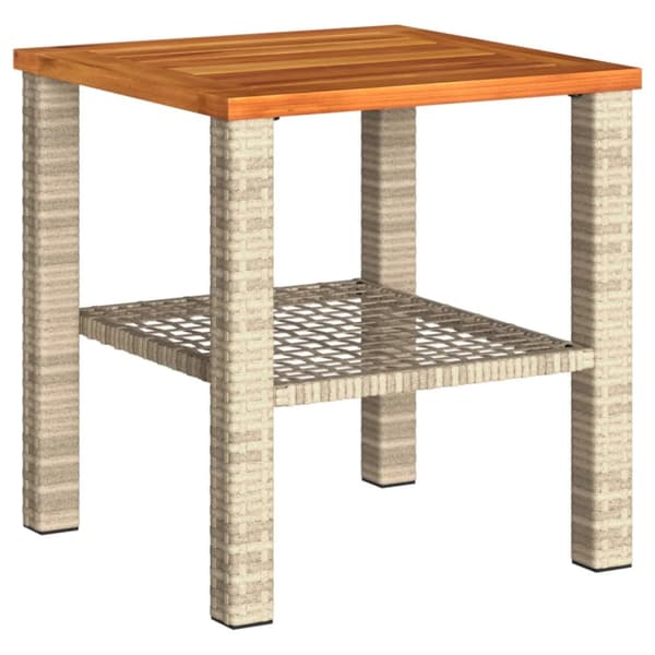 vidaXL havebord 40x40x42 cm polyrattan og akacietræ beige - Haveborde