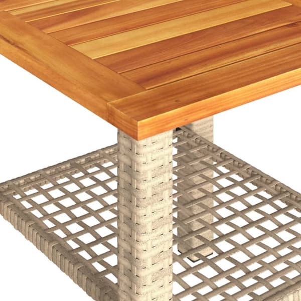 vidaXL havebord 40x40x42 cm polyrattan og akacietræ beige - Haveborde