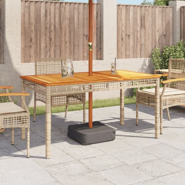vidaXL havebord 140x80x75 cm polyrattan og akacietræ beige -  Haveborde
