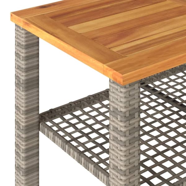 vidaXL havebord 70x38x42 cm polyrattan og akacietræ grå - Haveborde