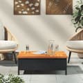 Miniatyrbillede 4 af 11: vidaXL havebord 70x70x25 cm rattan og massivt akacietræ sort -  Haveborde