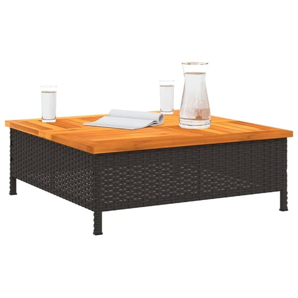 vidaXL havebord 70x70x25 cm rattan og massivt akacietræ sort - Haveborde