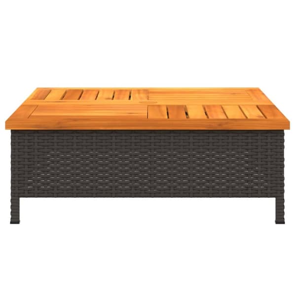vidaXL havebord 70x70x25 cm rattan og massivt akacietræ sort - Haveborde