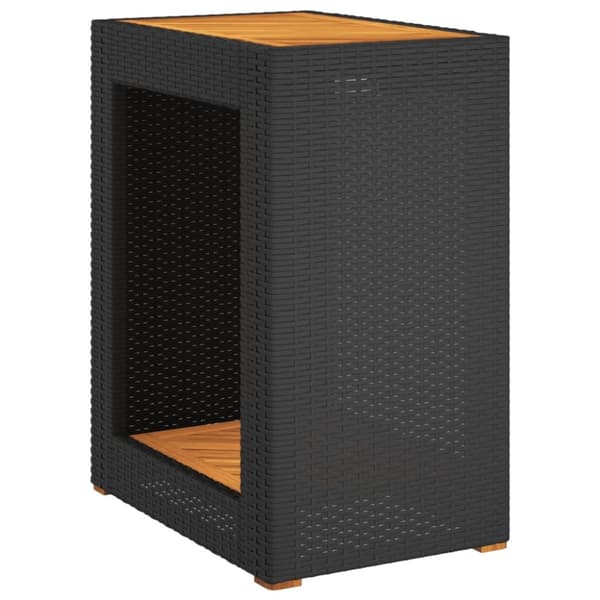 vidaXL havebord med trætop 60x40x75 cm polyrattan sort - Haveborde