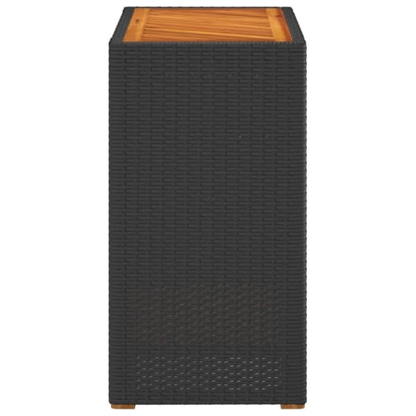 vidaXL havebord med trætop 60x40x75 cm polyrattan sort - Haveborde