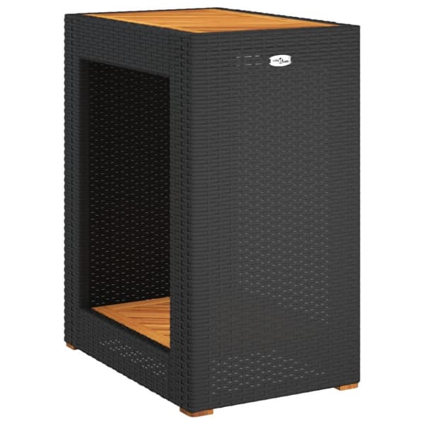 vidaXL havebord med trætop 60x40x75 cm polyrattan sort - Haveborde