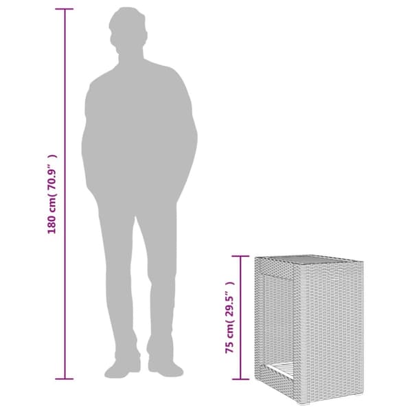 vidaXL havebord med trætop 60x40x75 cm polyrattan sort -  Haveborde