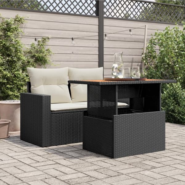vidaXL havebord 100x55x73 cm polyrattan og akacietræ sort -  Haveborde