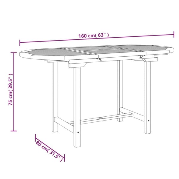 vidaXL havebord med udtræk 110-160x80x75 cm massivt teaktræ - Haveborde