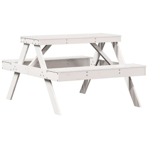 vidaXL picnicbord 105x134x75 cm massivt fyrretræ hvid - Haveborde