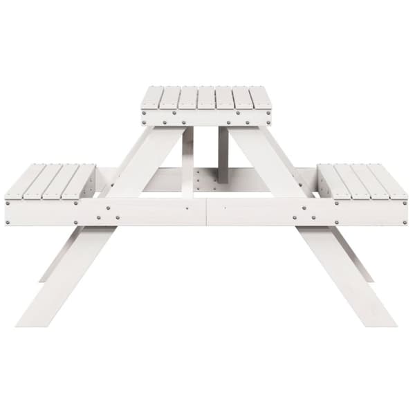 vidaXL picnicbord 105x134x75 cm massivt fyrretræ hvid - Haveborde