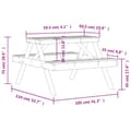 Miniatyrbillede 10 af 10: vidaXL picnicbord 105x134x75 cm massivt fyrretræ hvid -  Haveborde