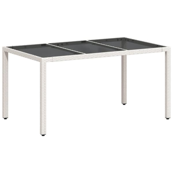 vidaXL Puutarhapöytä lasipöytälevy valkoinen 150x90x75 cm polyrottinki -  Ulkopöydät