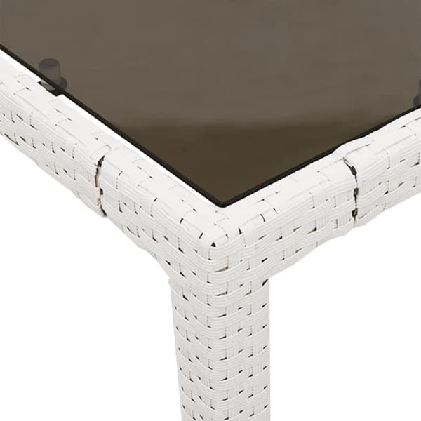 vidaXL Puutarhapöytä lasipöytälevy valkoinen 150x90x75 cm polyrottinki - Ulkopöydät