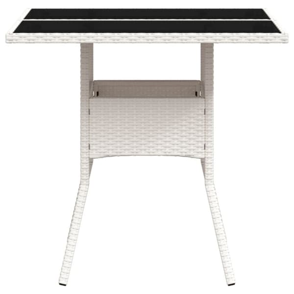 vidaXL havebord med glastop 80x80x75 cm polyrattan hvid -  Haveborde