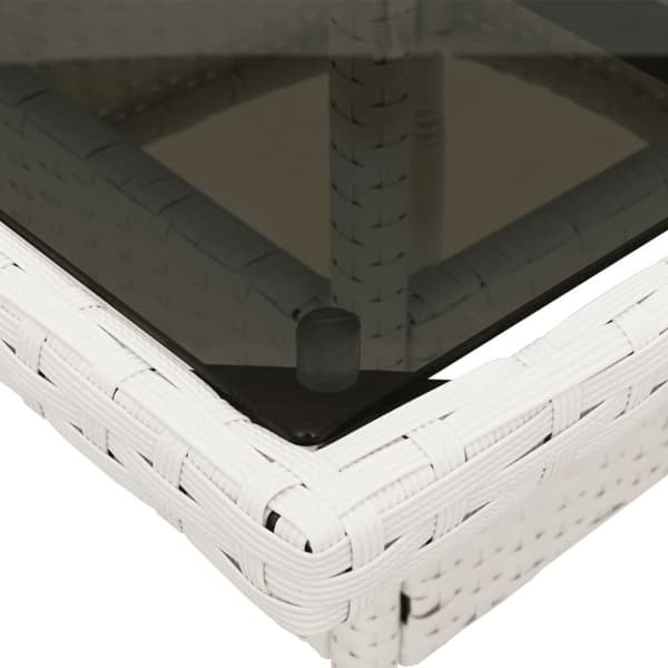 vidaXL havebord med glastop 80x80x75 cm polyrattan hvid - Haveborde