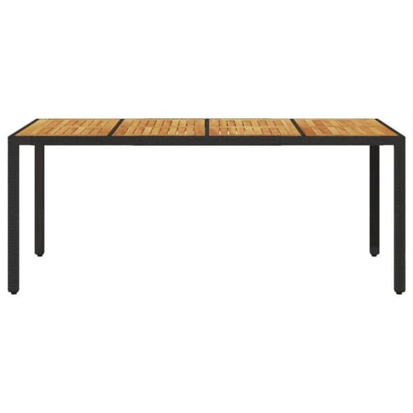 vidaXL havebord med akacietop 190x90x75 cm polyrattan sort - Haveborde
