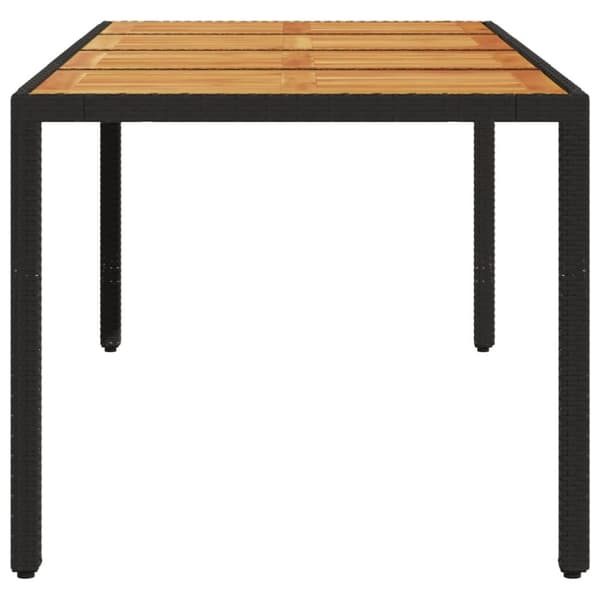 vidaXL havebord med akacietop 190x90x75 cm polyrattan sort - Haveborde