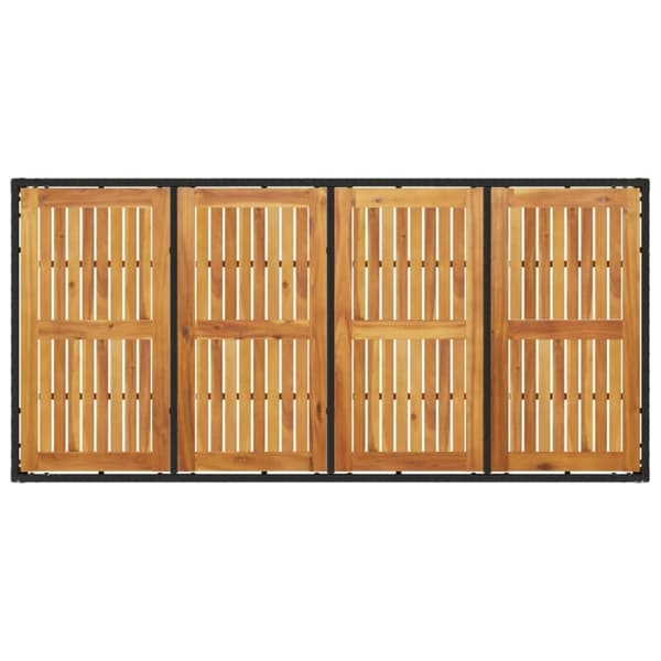 vidaXL havebord med akacietop 190x90x75 cm polyrattan sort -  Haveborde