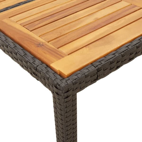 vidaXL havebord med akacietop 190x90x75 cm polyrattan sort - Haveborde