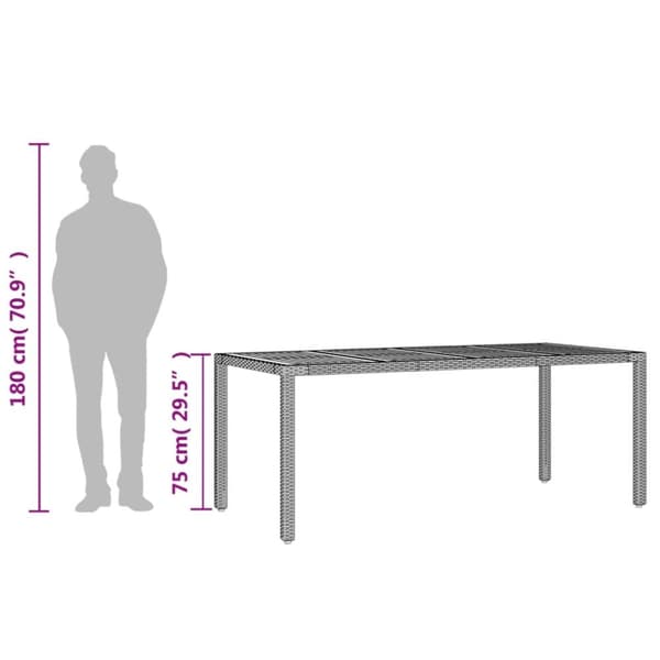 vidaXL havebord med akacietop 190x90x75 cm polyrattan sort - Haveborde