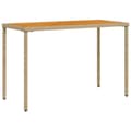 Miniatyrbillede 3 af 11: vidaXL havebord med top i akacietræ 115x54x74 cm polyrattan beige -  Haveborde