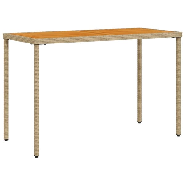 vidaXL havebord med top i akacietræ 115x54x74 cm polyrattan beige -  Haveborde