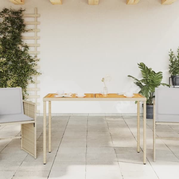 vidaXL havebord med top i akacietræ 115x54x74 cm polyrattan beige -  Haveborde
