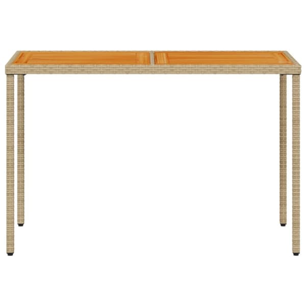vidaXL havebord med top i akacietræ 115x54x74 cm polyrattan beige -  Haveborde