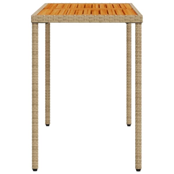 vidaXL havebord med top i akacietræ 115x54x74 cm polyrattan beige -  Haveborde