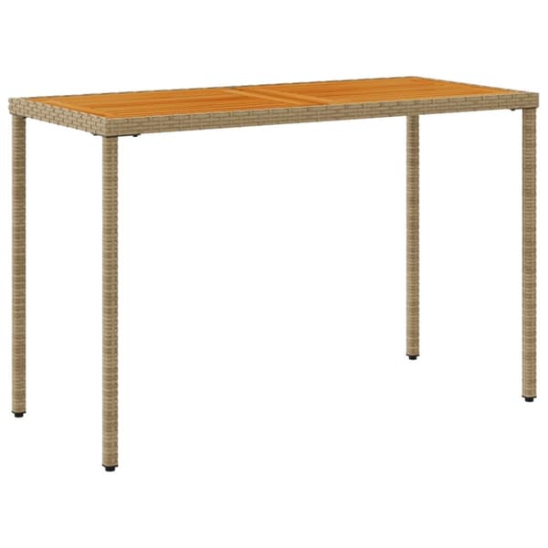 vidaXL havebord med top i akacietræ 115x54x74 cm polyrattan beige -  Haveborde
