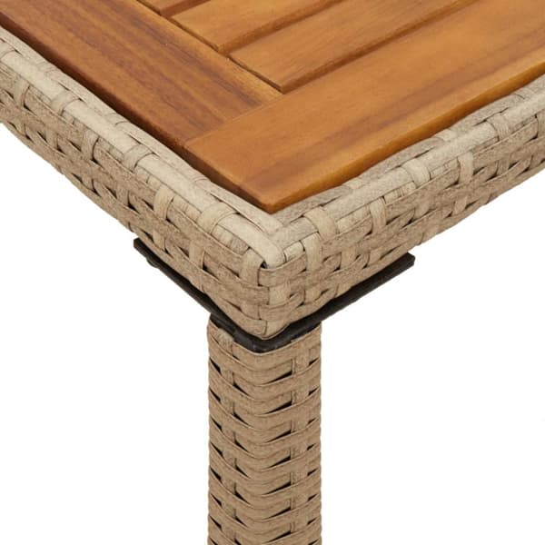 vidaXL havebord med top i akacietræ 115x54x74 cm polyrattan beige -  Haveborde