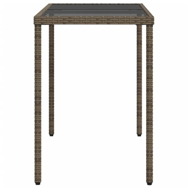 vidaXL havebord med glastop 115x54x74 cm polyrattan grå -  Haveborde