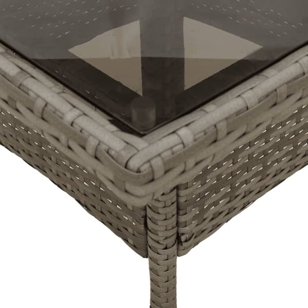 vidaXL havebord med glastop 80x80x75 cm polyrattan grå -  Haveborde