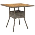 Miniatyrbillede 3 af 11: vidaXL havebord med akacietop 80x80x75 cm polyrattan grå -  Haveborde