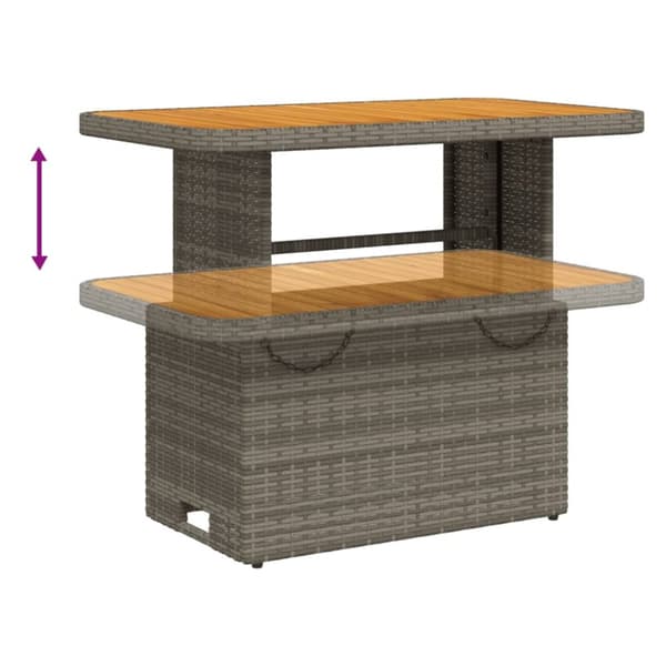 vidaXL havebord 90x55x71 cm polyrattan og massivt akacietræ grå -  Haveborde