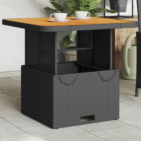 vidaXL havebord 80x80x71 cm polyrattan og akacietræ sort - Haveborde