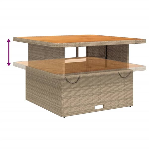 vidaXL havebord 110x110x71 cm polyrattan og akacietræ beige - Haveborde