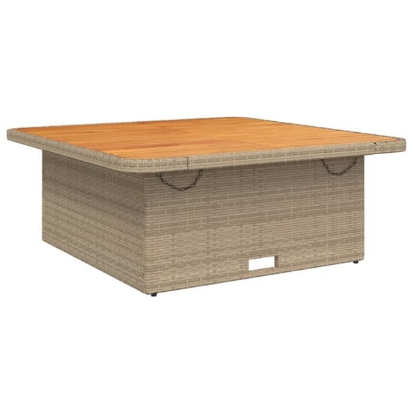vidaXL havebord 110x110x71 cm polyrattan og akacietræ beige -  Haveborde
