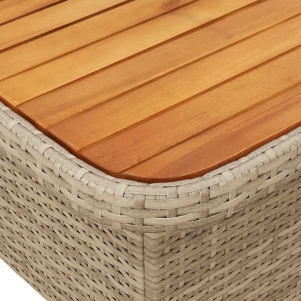 vidaXL havebord 110x110x71 cm polyrattan og akacietræ beige -  Haveborde